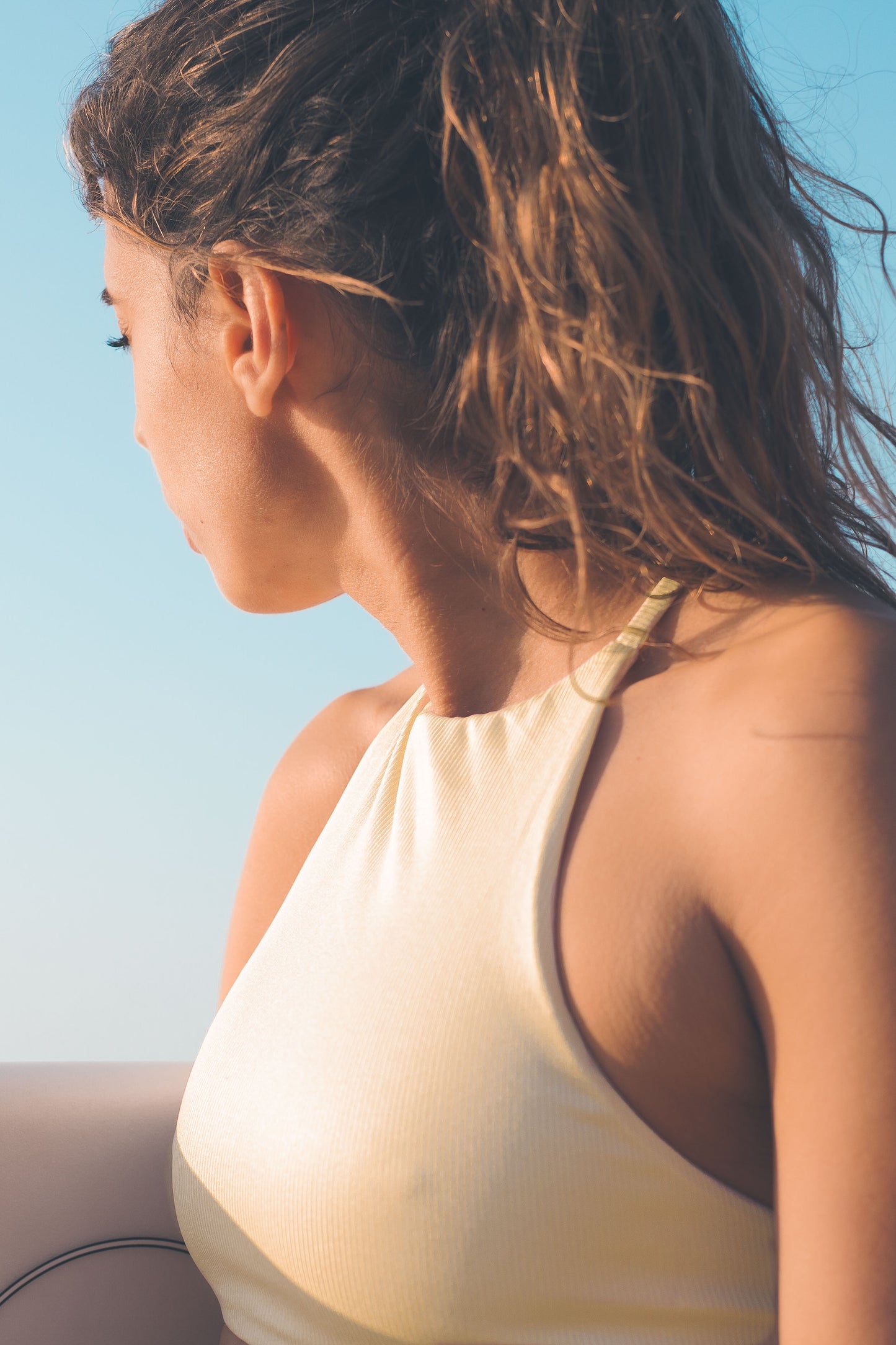 Ribbed Eco Halter Top - Citron