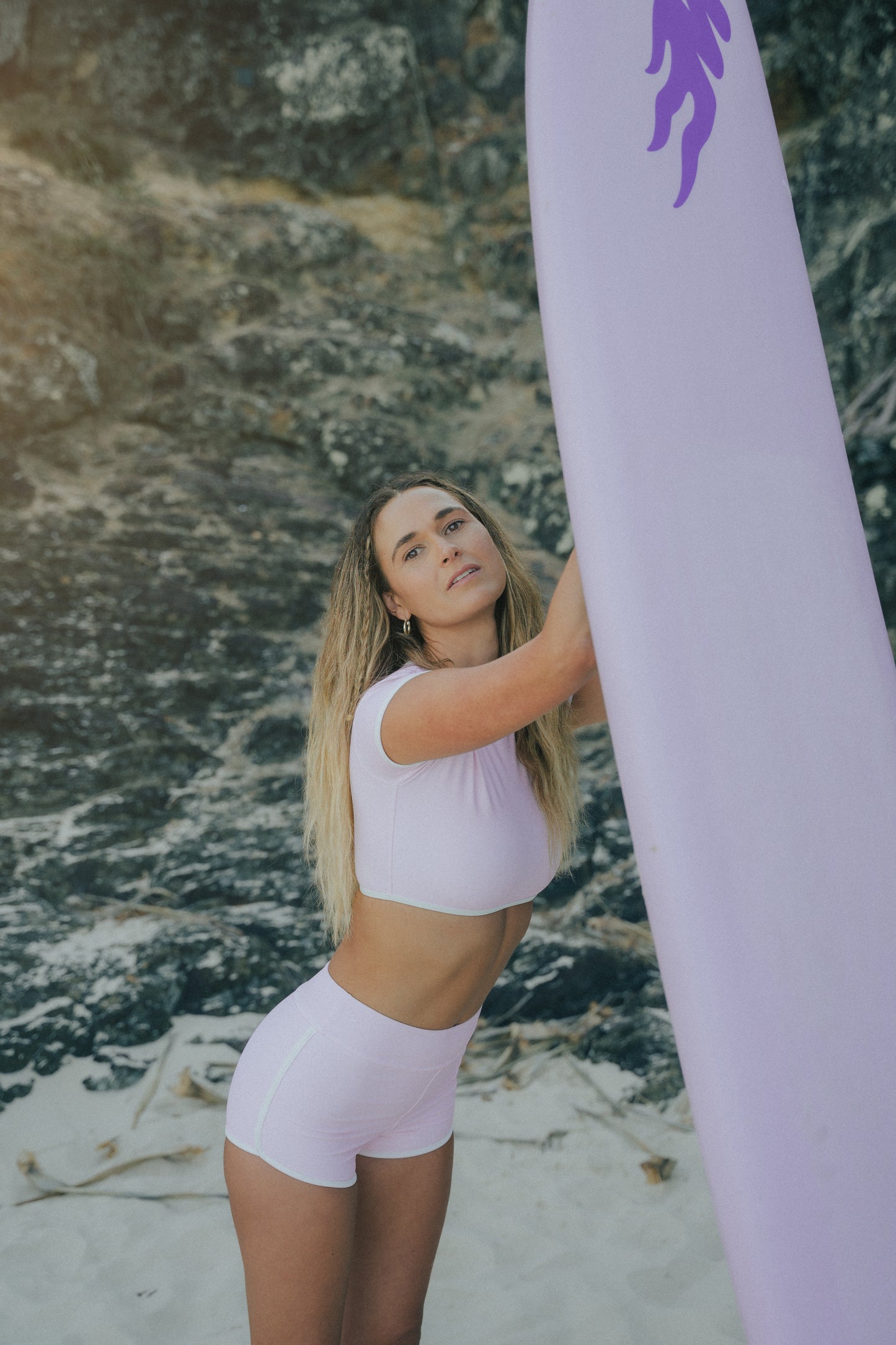 Surf Eco Crop Top in Pink